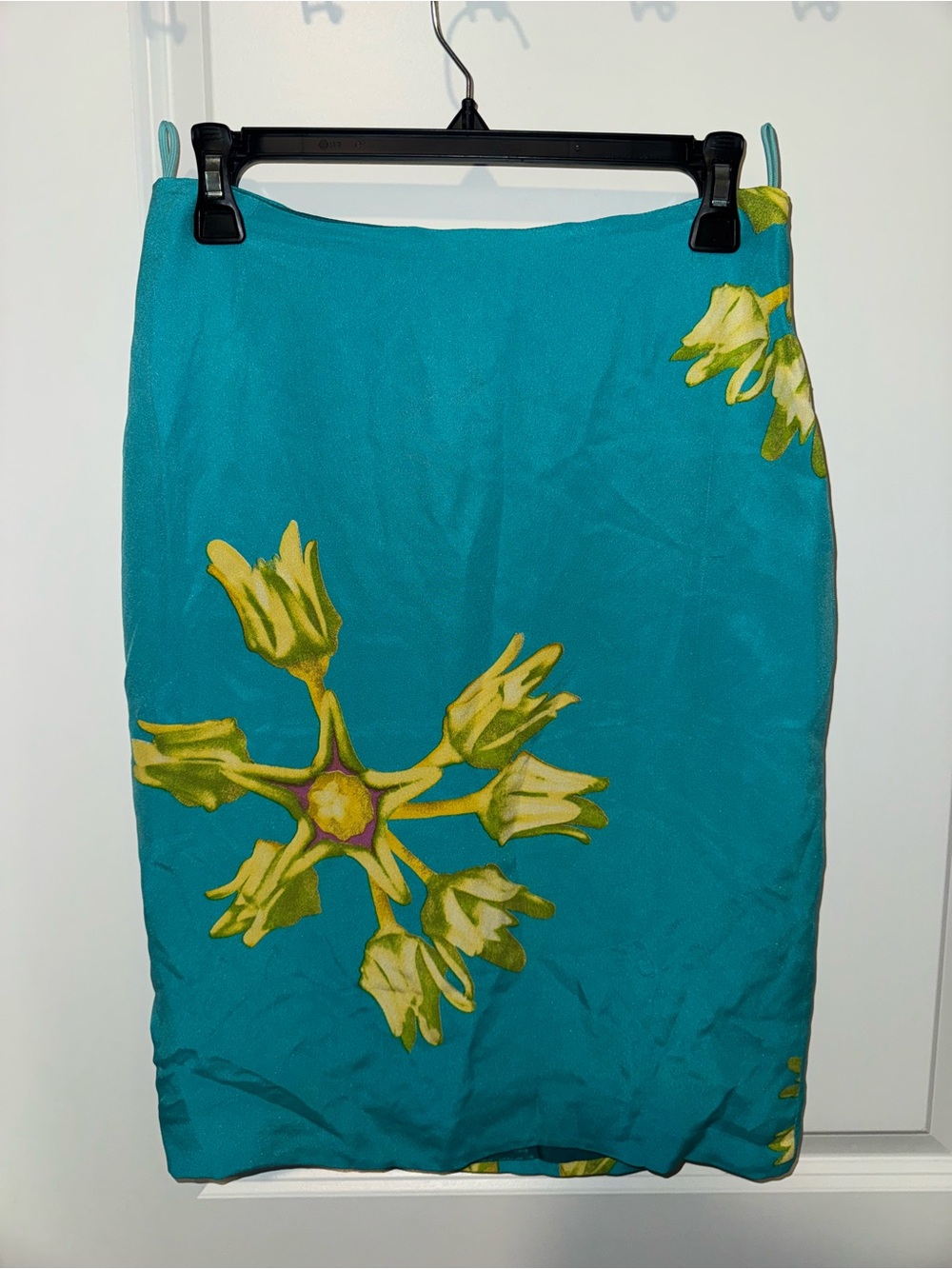 Versace Teal Silk Skirt